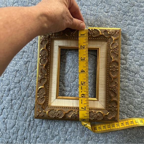 Vintage Photo Frame Elegant Gold & Brown Ornate Linen Border 3” x 4.5” Opening - Picture 14 of 16